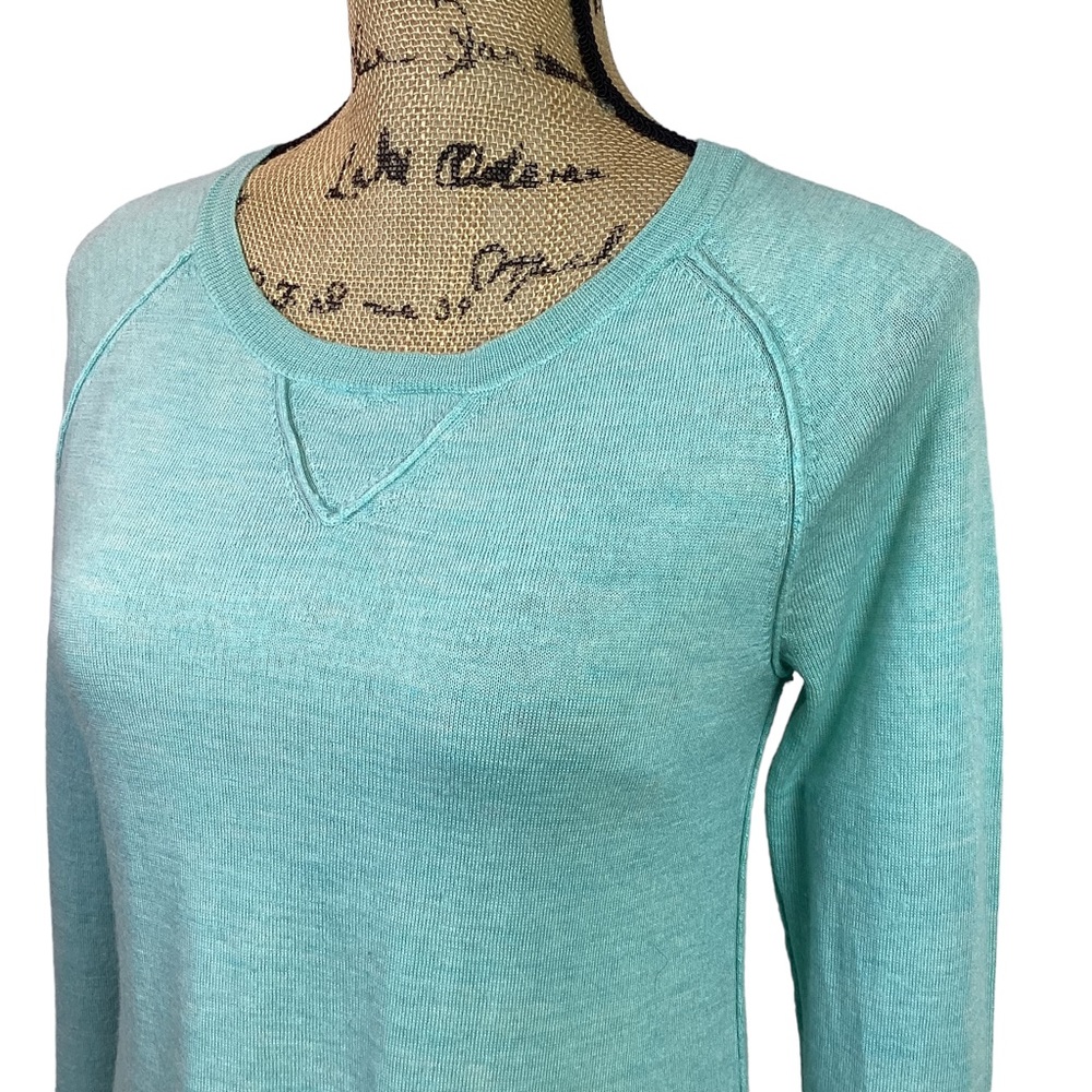 Tahari Extra Fine Merino Wool Sweater Scoop Neck Mint View 2